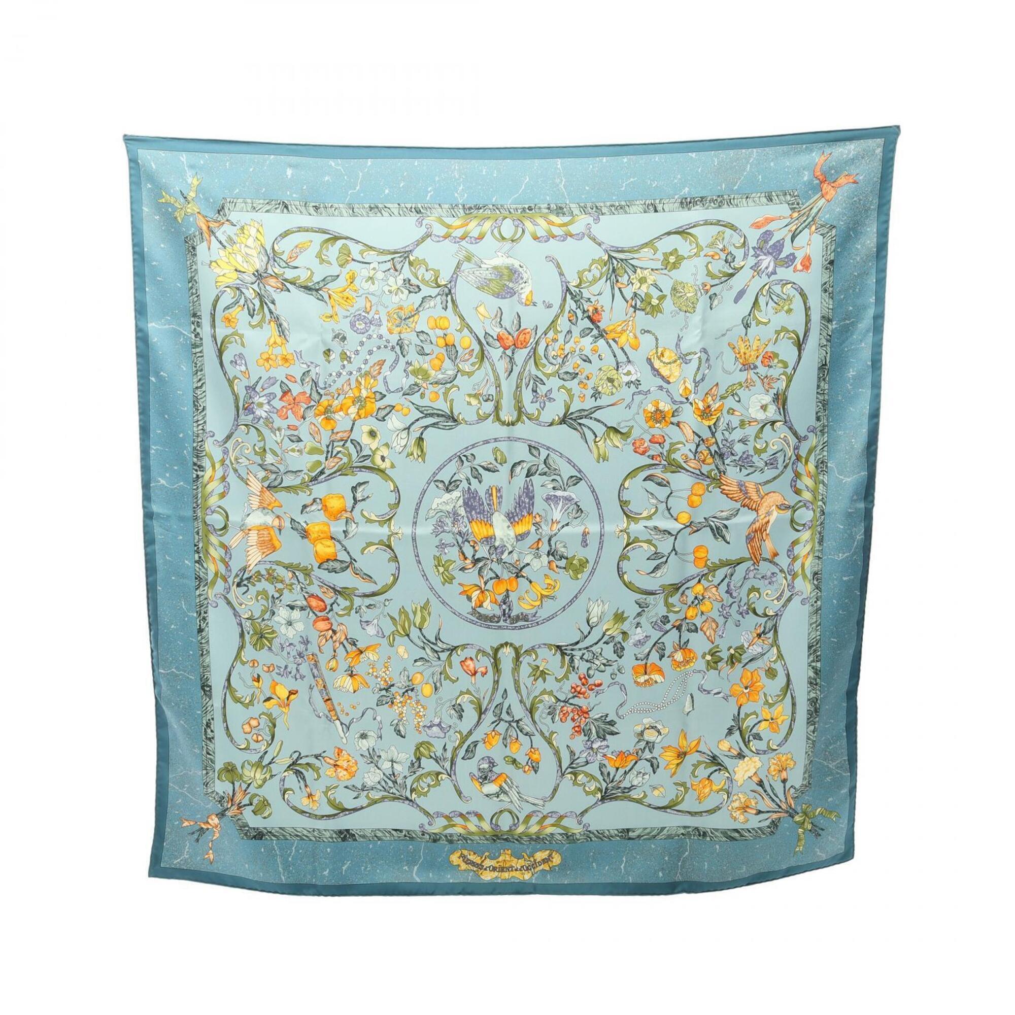 Hermes Green Silk Scarf